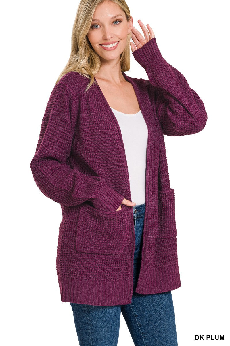 Plum Waffle Cardigan