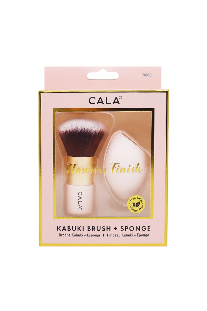 Cala Kabuki Brush and Blending Sponge Set - Pink