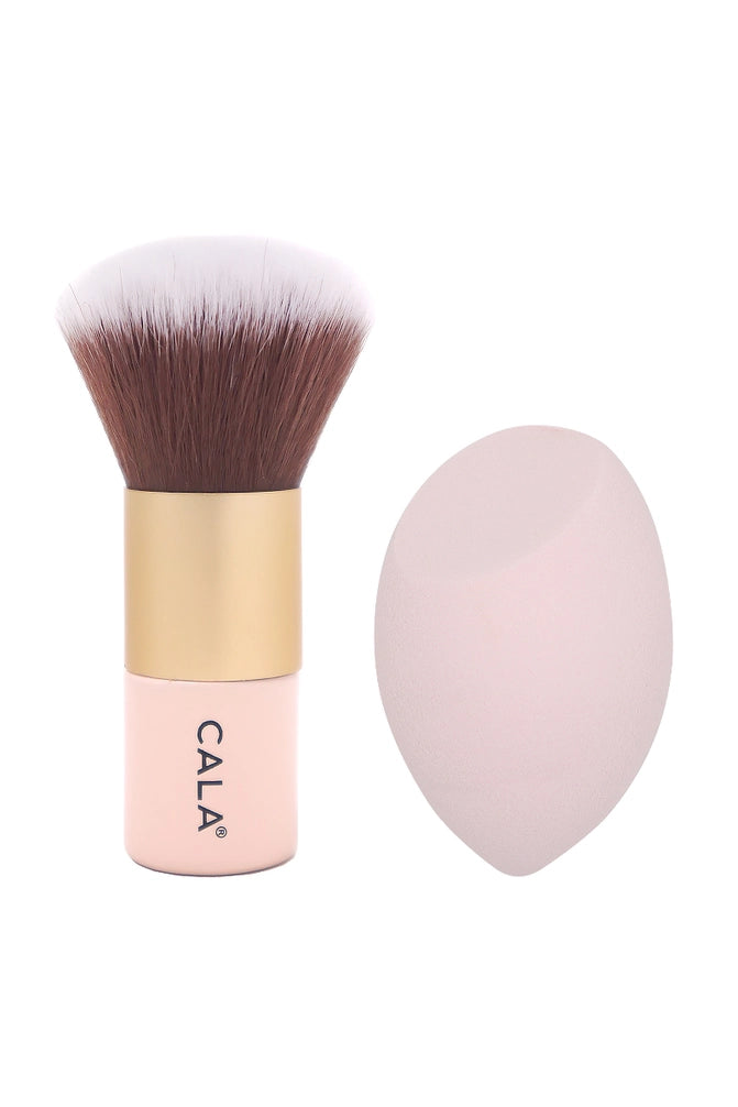 Cala Kabuki Brush and Blending Sponge Set - Pink