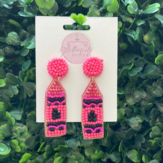 Pink Crayon Bead Earrings