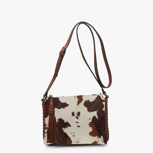 Brown Cow Crossbody w/ 3 Compartments