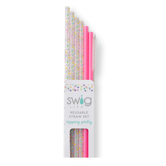 Confetti Reusable Swig Straw Set