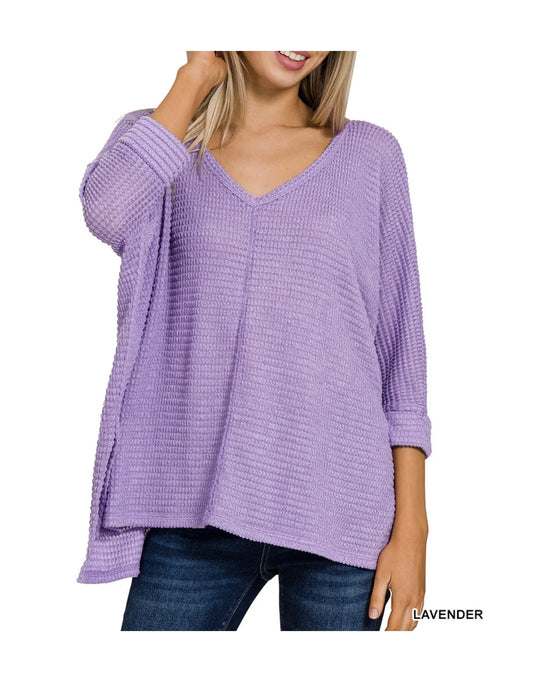 Lavender 3/4 Sleeve Jacquard Sweater