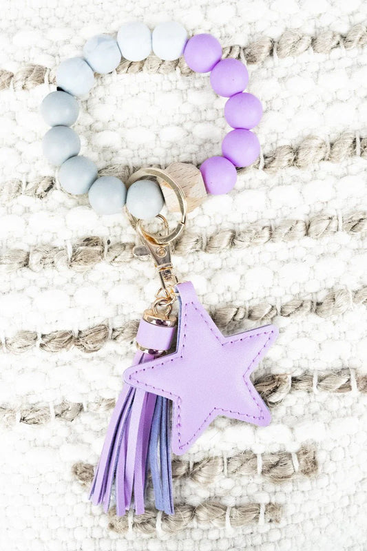 Lavender Silicone Wristlet with Star Keychain