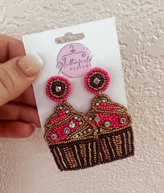 Cupcake Seed Bead Earrings