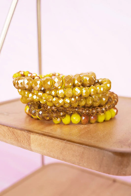Mustard Beaded Bracelet Set