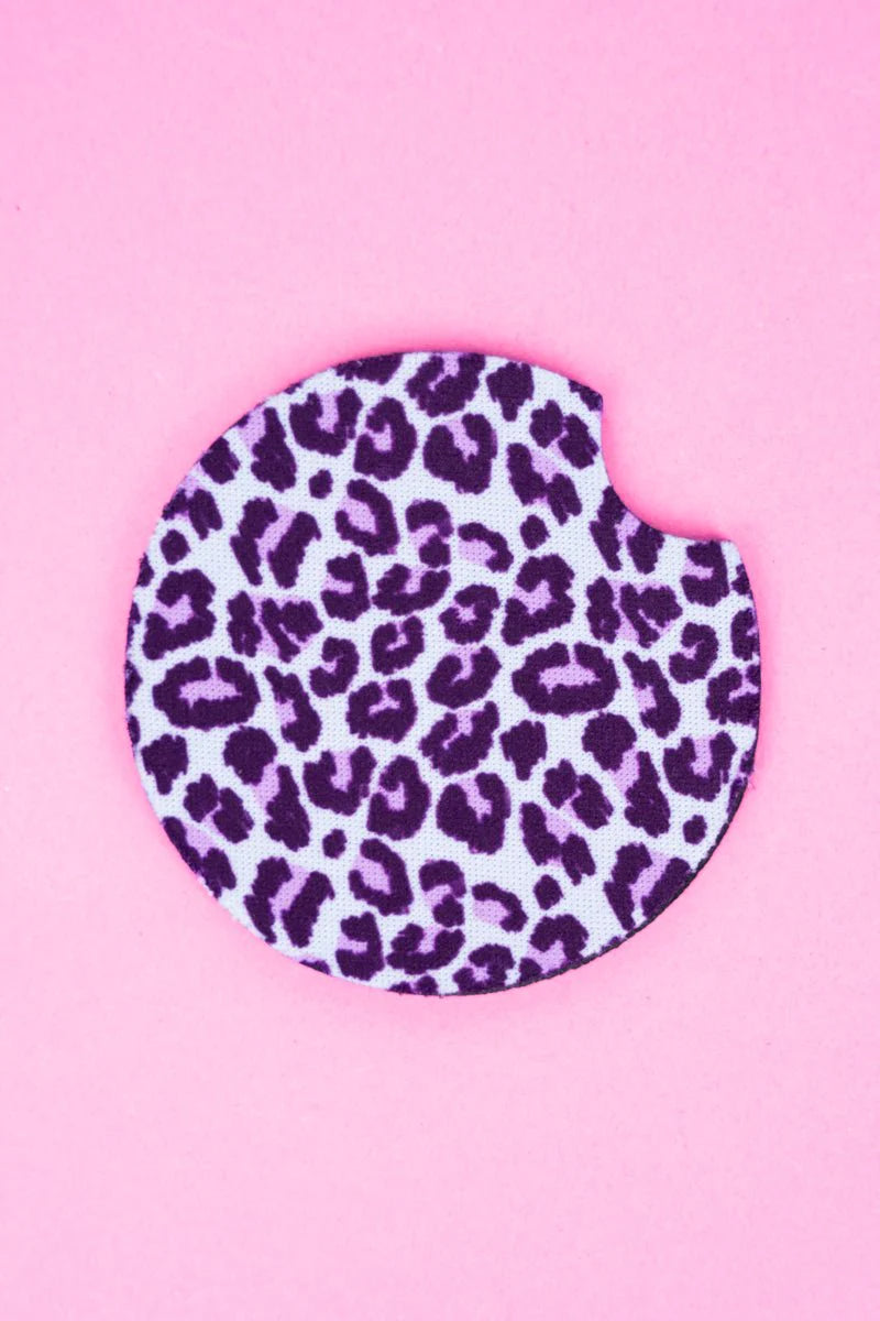 Purple Leopard Neoprene Coasters