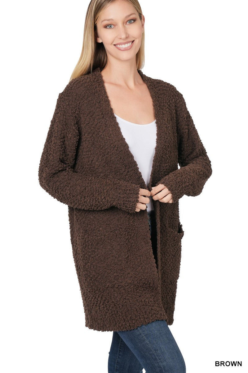 Brown Popcorn Cardigan