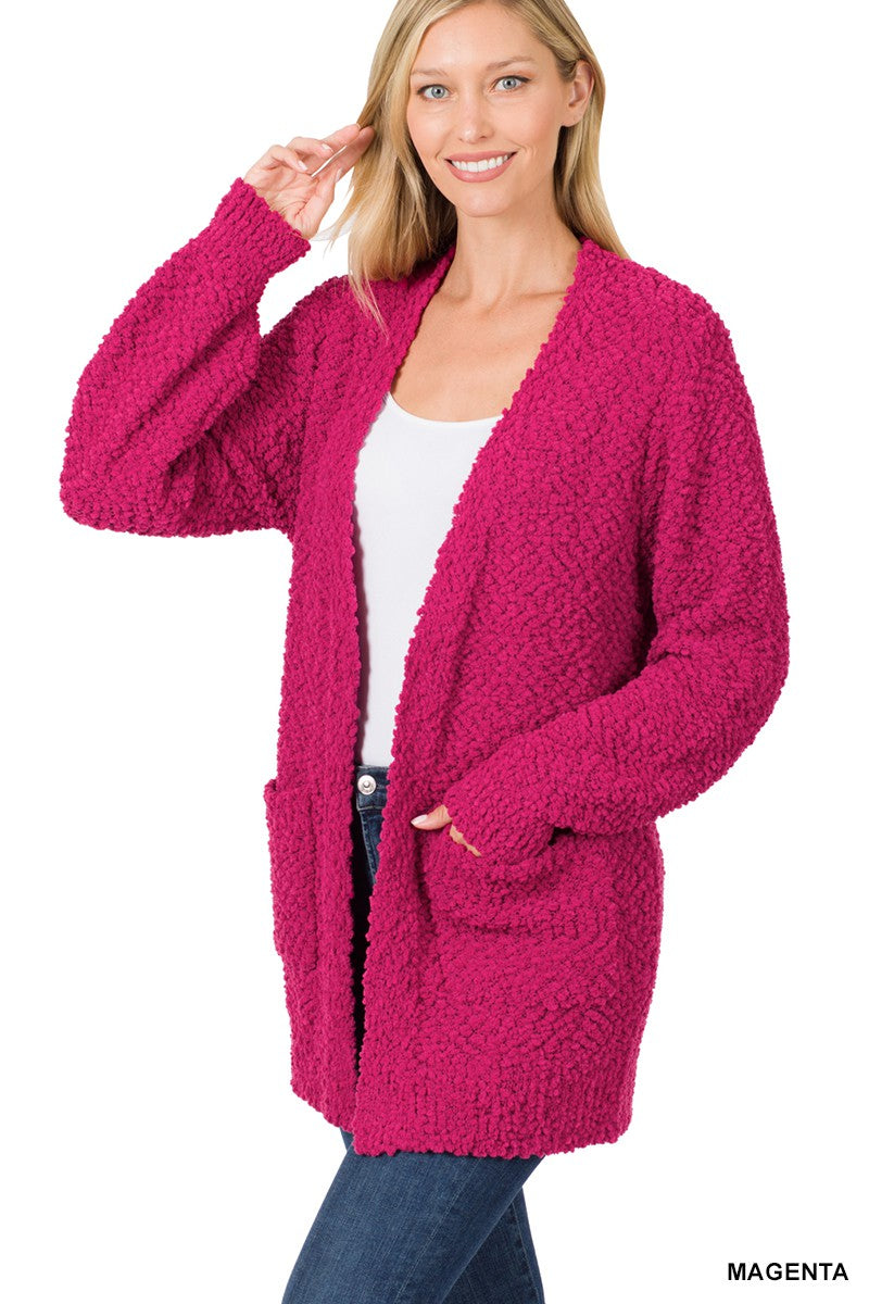 Magenta Popcorn Cardigan