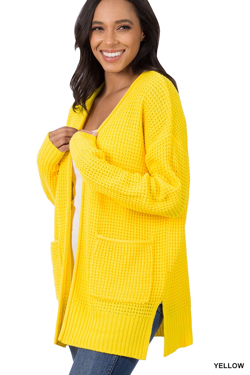 Yellow Waffle Cardigan