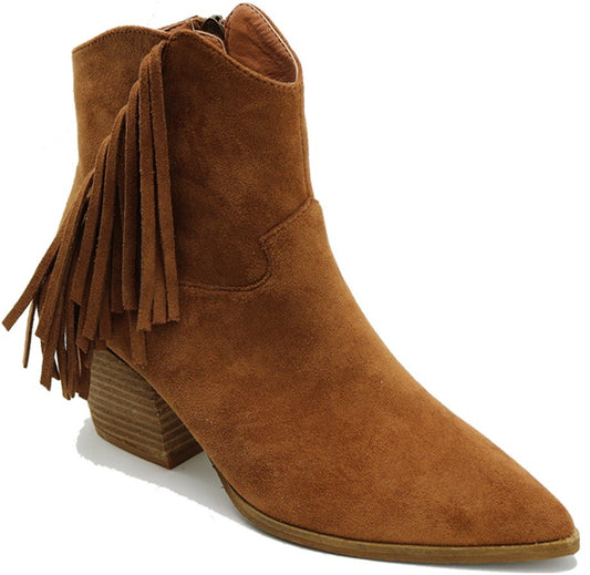 Camel Fringe Booties