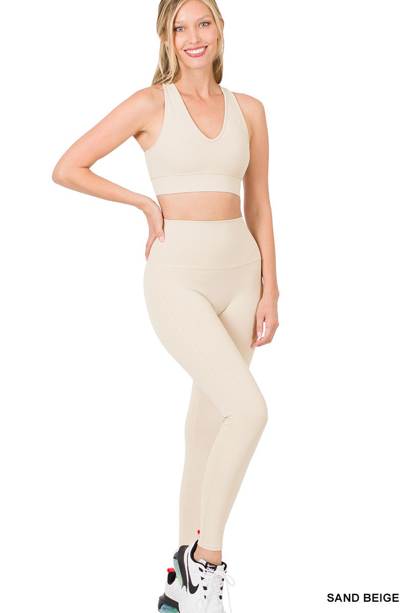 Sand Beige Tank & Leggings Set