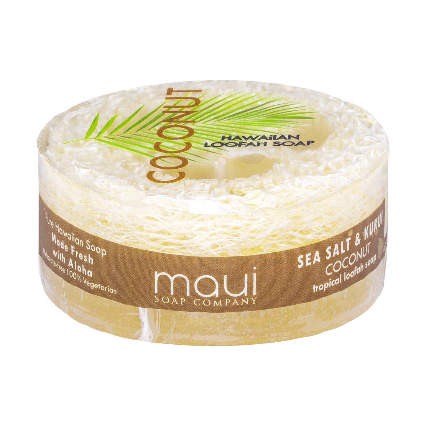 Coconut Sea Salt & Kukui Exfoliating Loofah Soap 4.75oz : Maui Soap Co