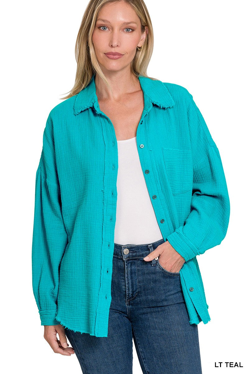 Teal Linen Shacket