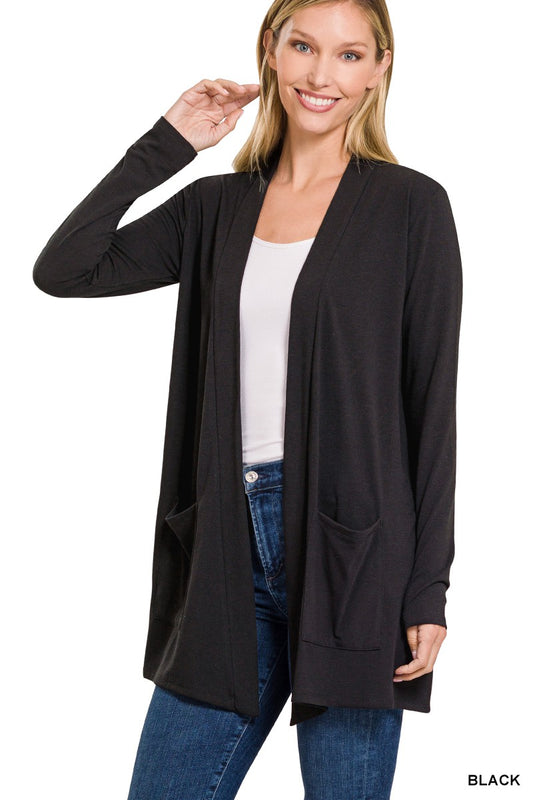 Black Slouchy Pocket Cardigan