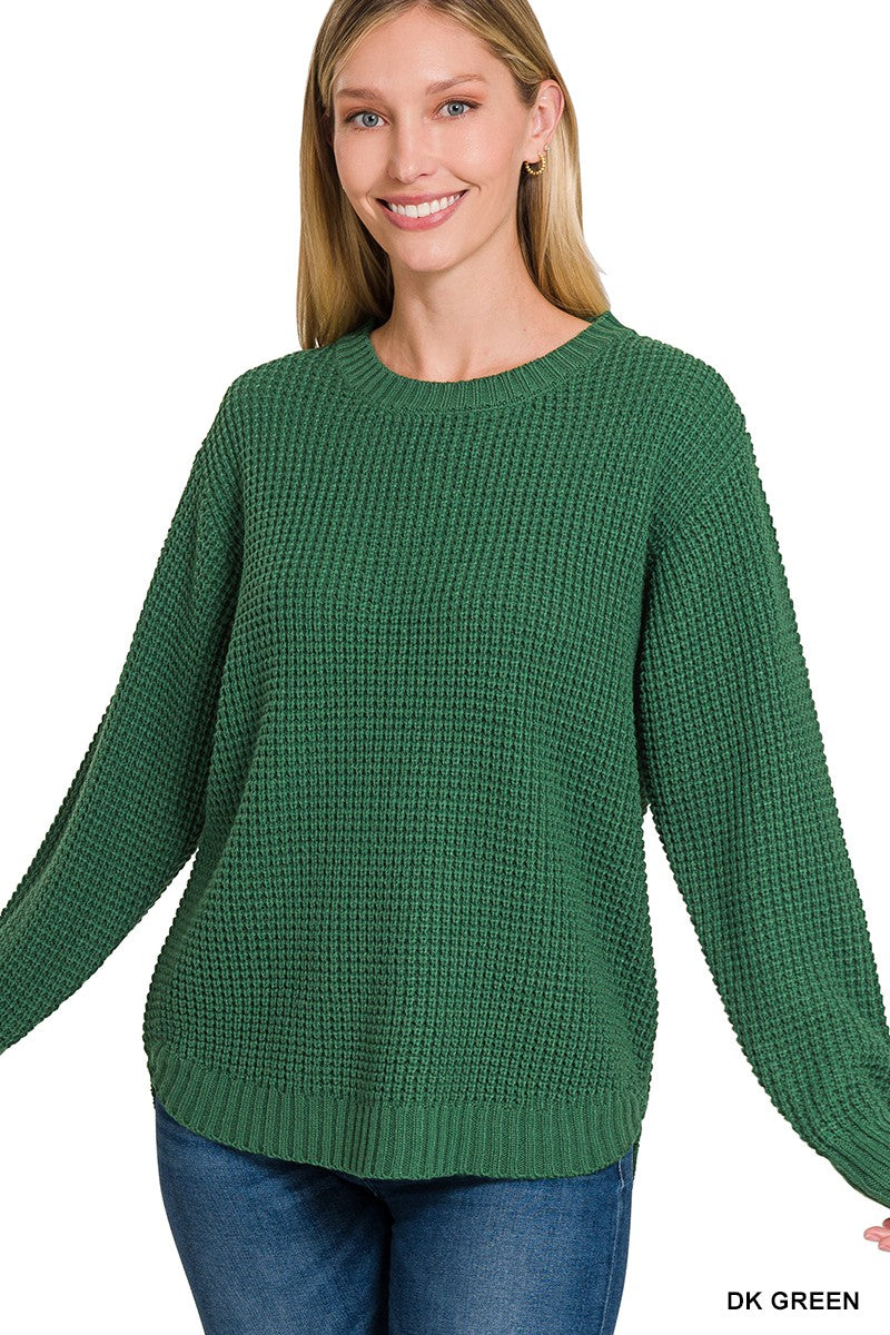 Dark Green Waffle Sweater