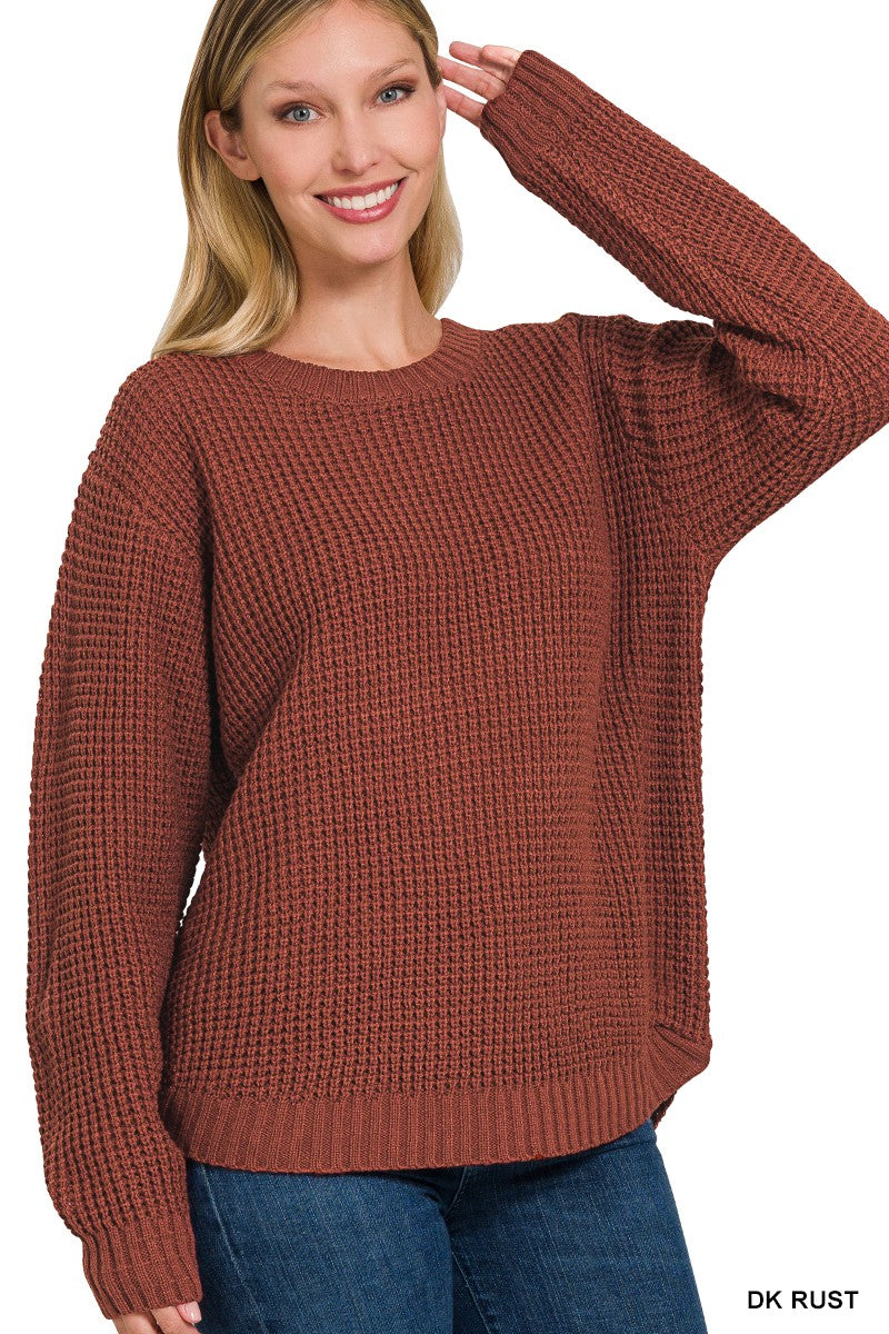 Rust Waffle Sweater