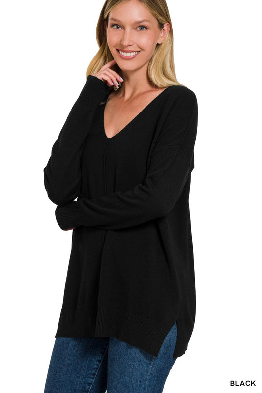 Black Front Sleeve Sweater