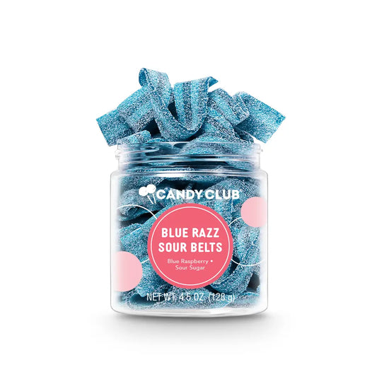 Blue Razz Sour Belts Candy Club