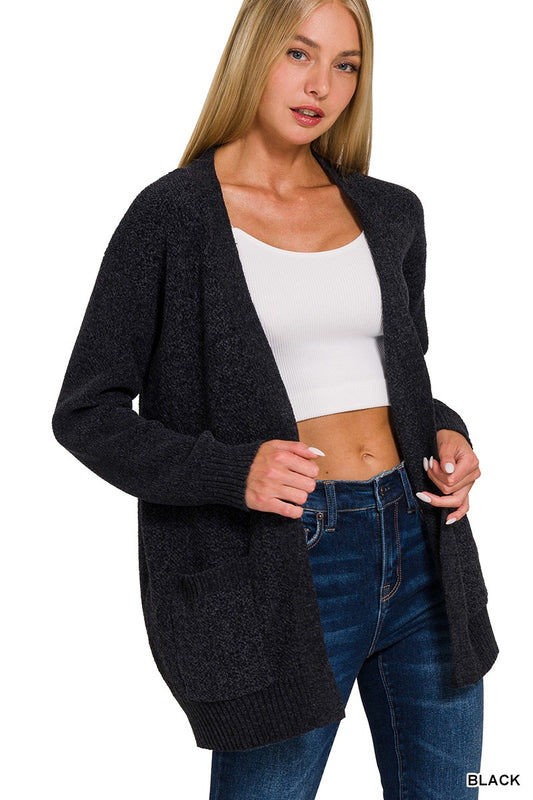 Black Melange Sweater Cardigan