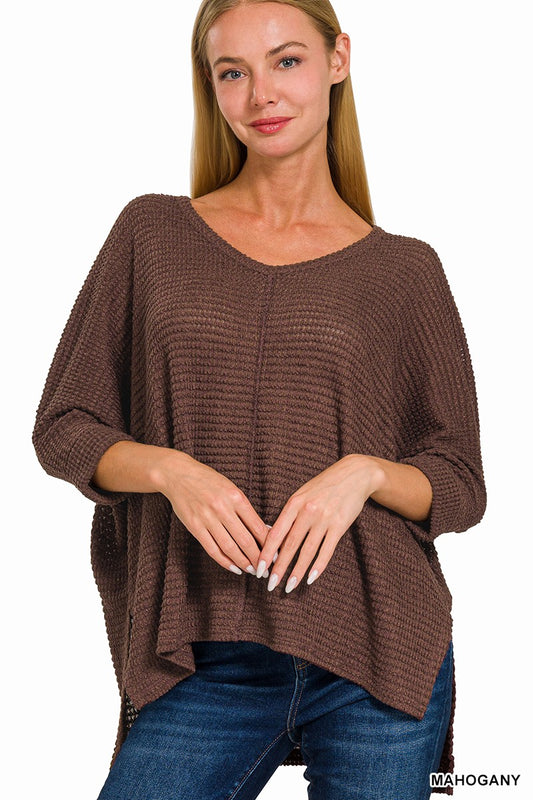 Mahogany 3/4 Sleeve Jacquard Sweater