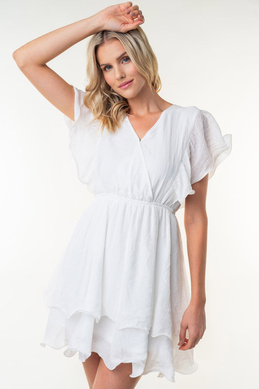 White Flowy Woven Dress