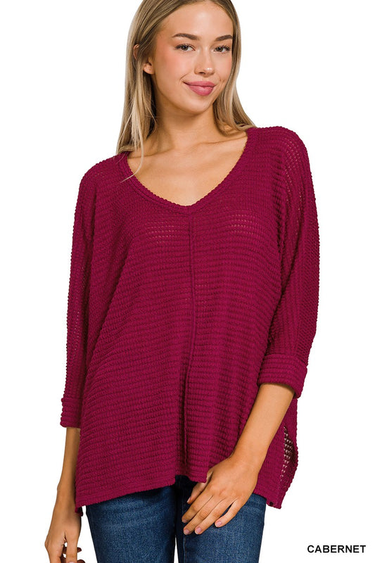 Cabernet 3/4 Sleeve Jacquard Sweater