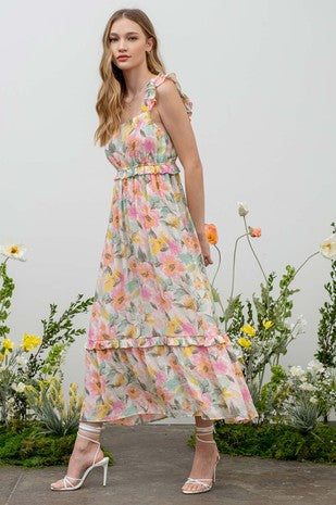 Ivory/Multi Floral Maxi Dress