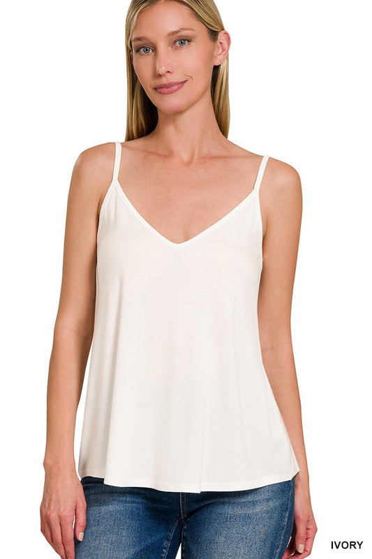 Ivory Reversable 2 Way Thin Strap Tank