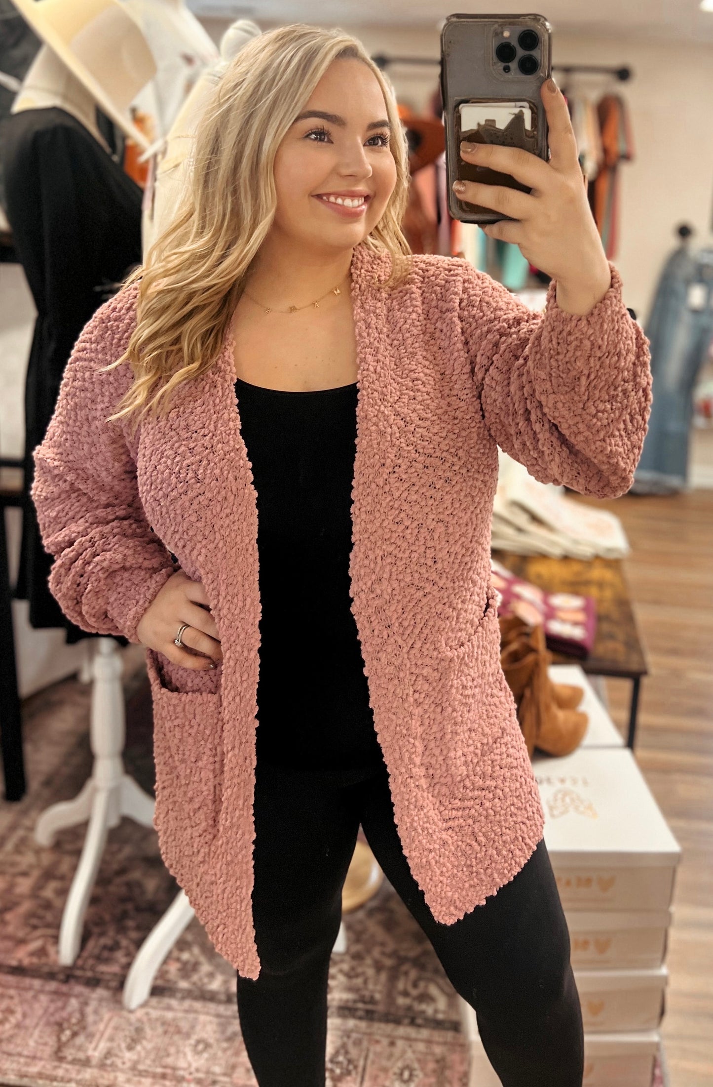 Rose Popcorn Cardigan