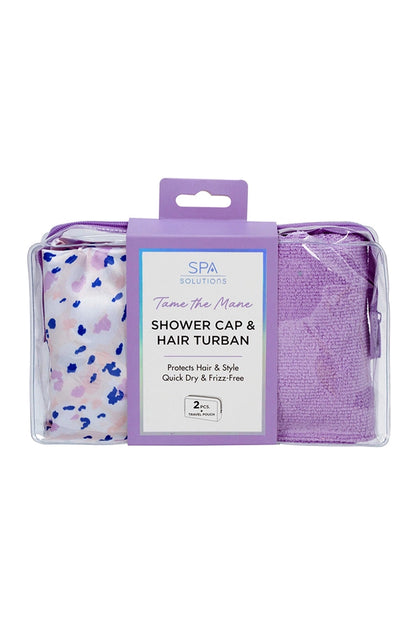 Cala Shower Cap & Hair Turban Set - Lavender