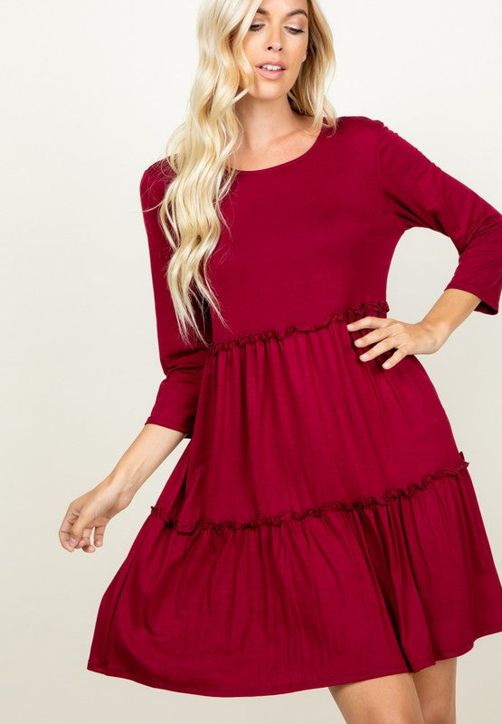 Burgundy Ruffle Dress