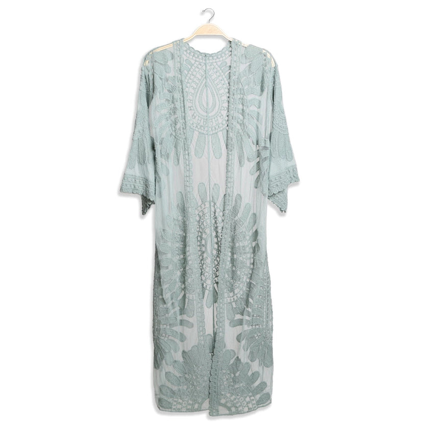 Dusty Green Lace Kimono