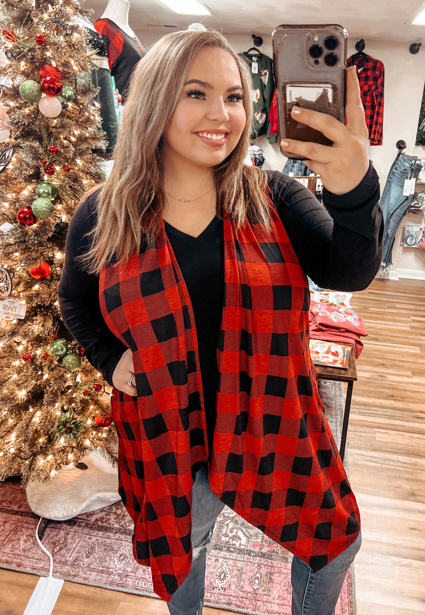 Red & Black Buffalo Plaid Vest