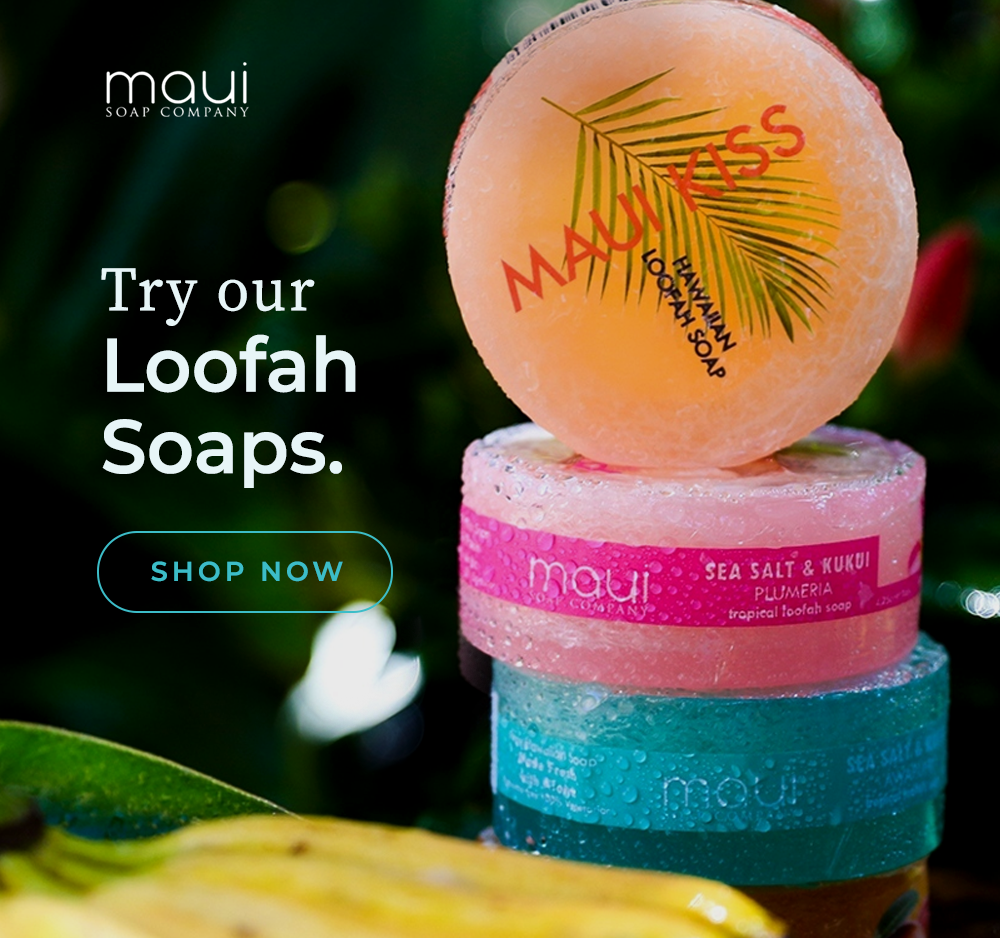 Coconut Sea Salt & Kukui Exfoliating Loofah Soap 4.75oz : Maui Soap Co