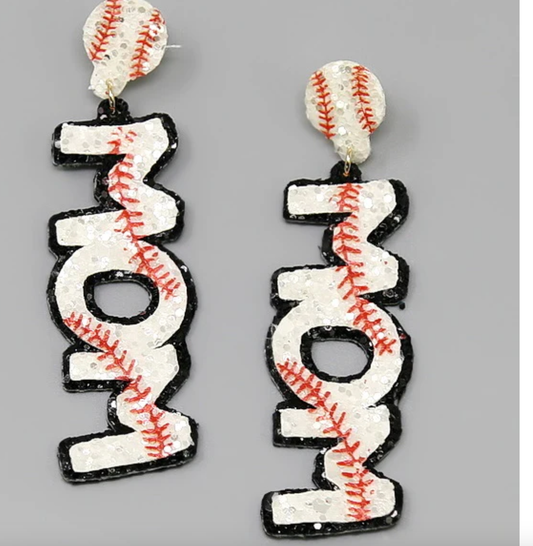 Baseball Mom Glitter Earrings