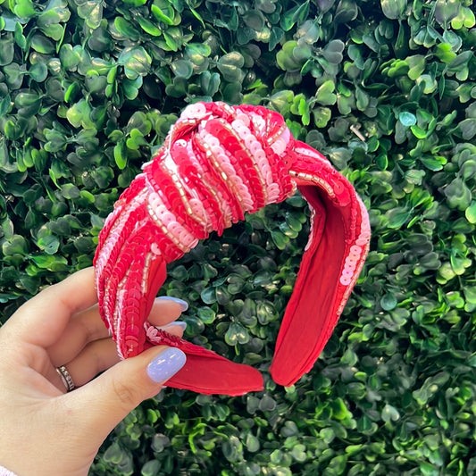 Pink & Red Sequin Headband