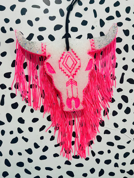 Hot Pink Bull Skull Freshie