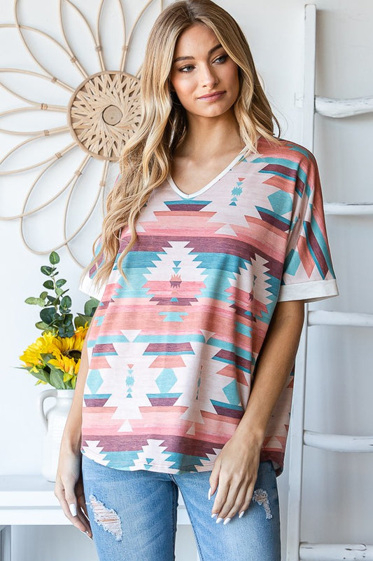 Aztec Short Sleeve Top