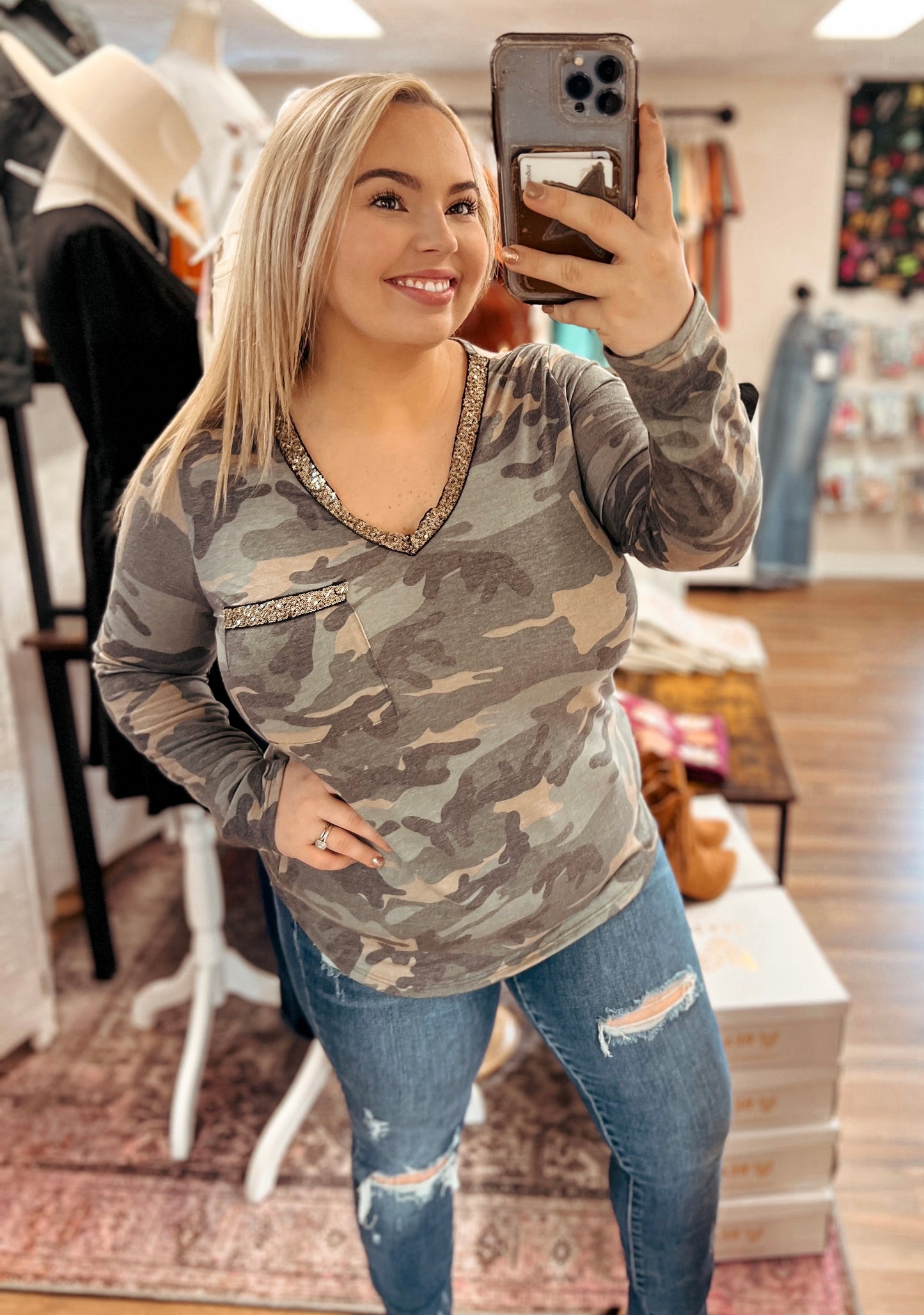 Camouflage & Gold Long Sleeve