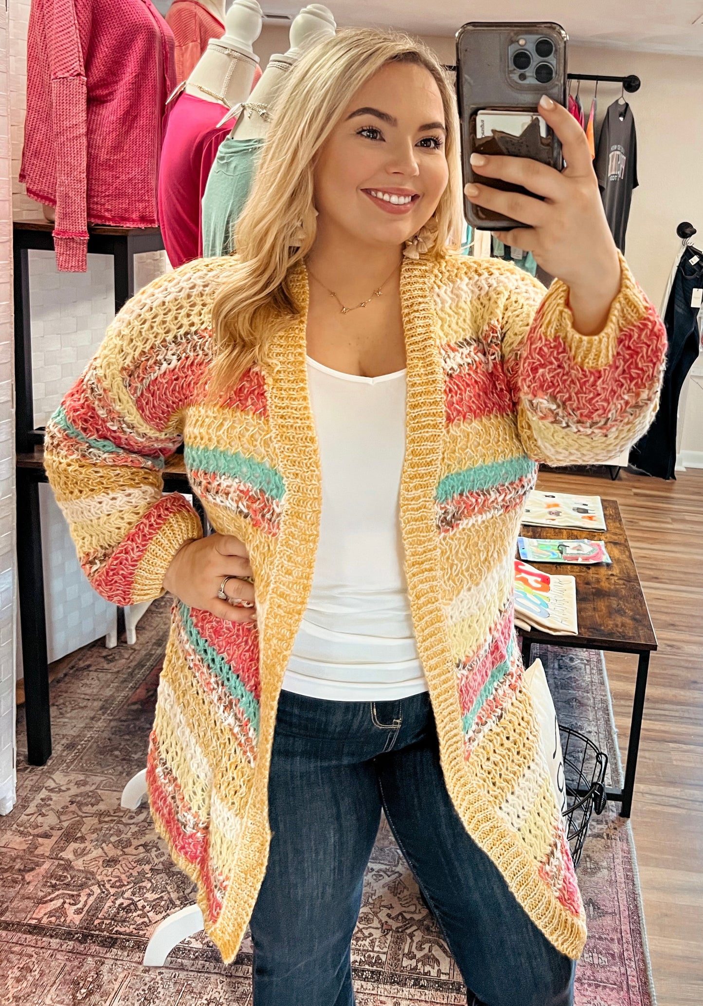 Mustard Multi Striped Cardigan