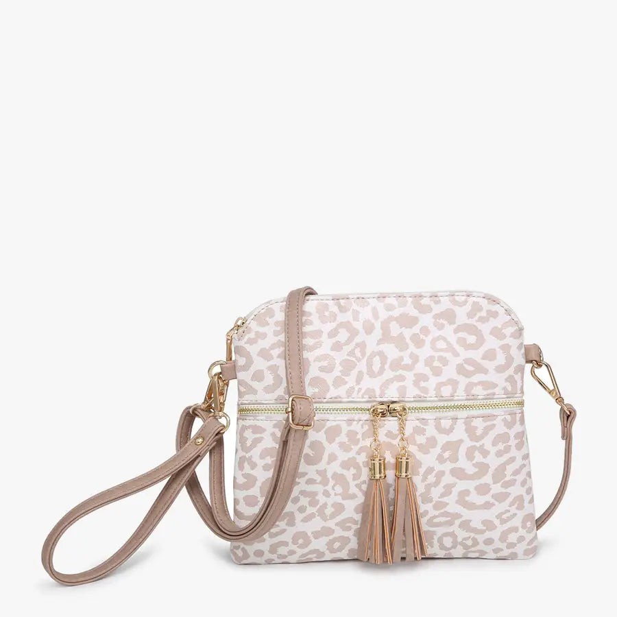 Cheetah Nude Crossbody/Wristlet w/ Front Zip Pocket