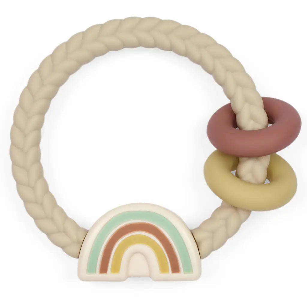 Neutral Rainbow Ritzy Rattle™ Silicone Teether Rattle