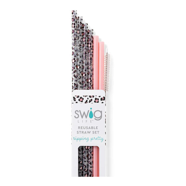 Luxy Leopard Reusable Swig Straw Set