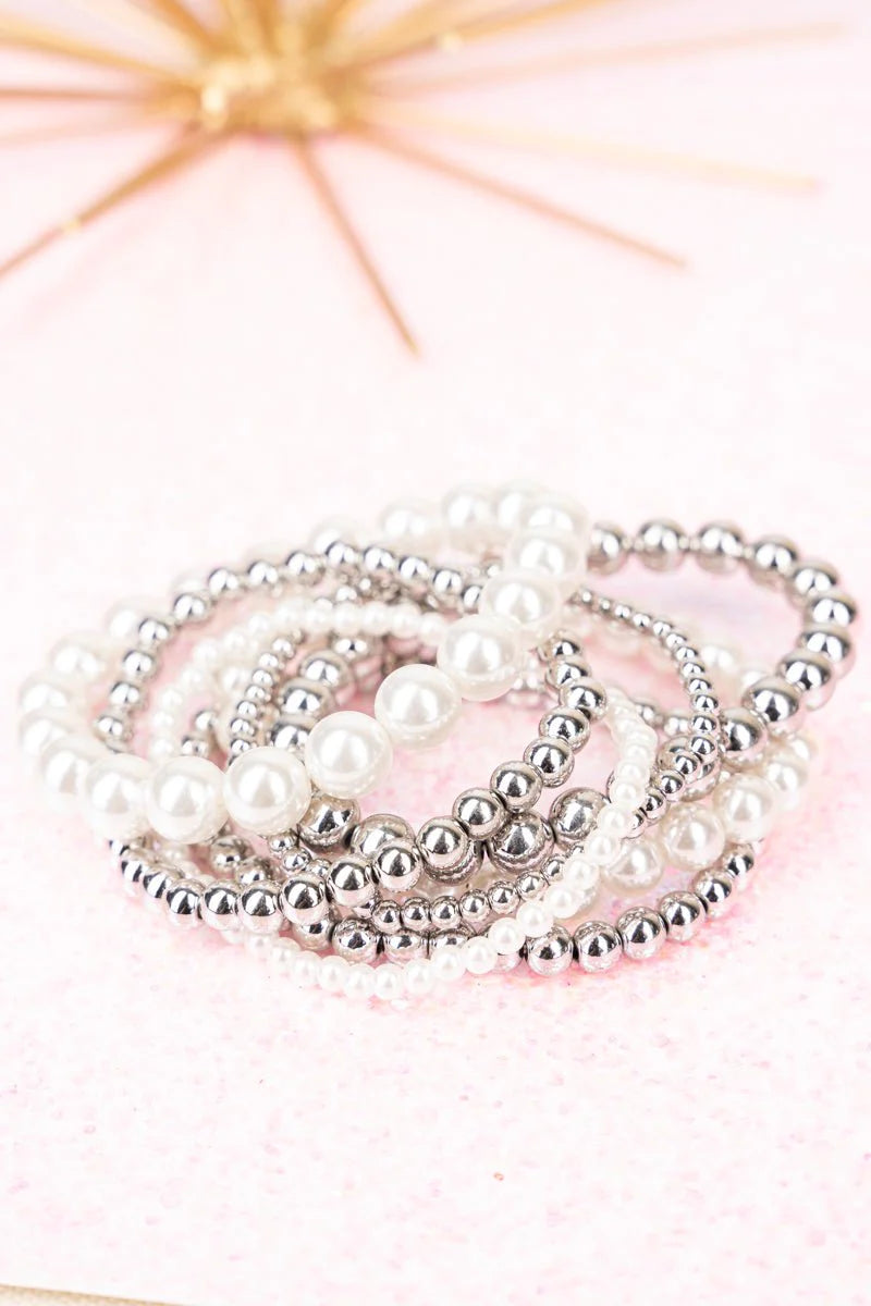 Pearl & Silverstone Bracelet Set