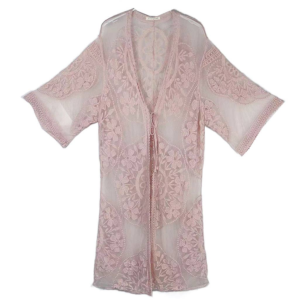 Baby Pink Lace Kimono