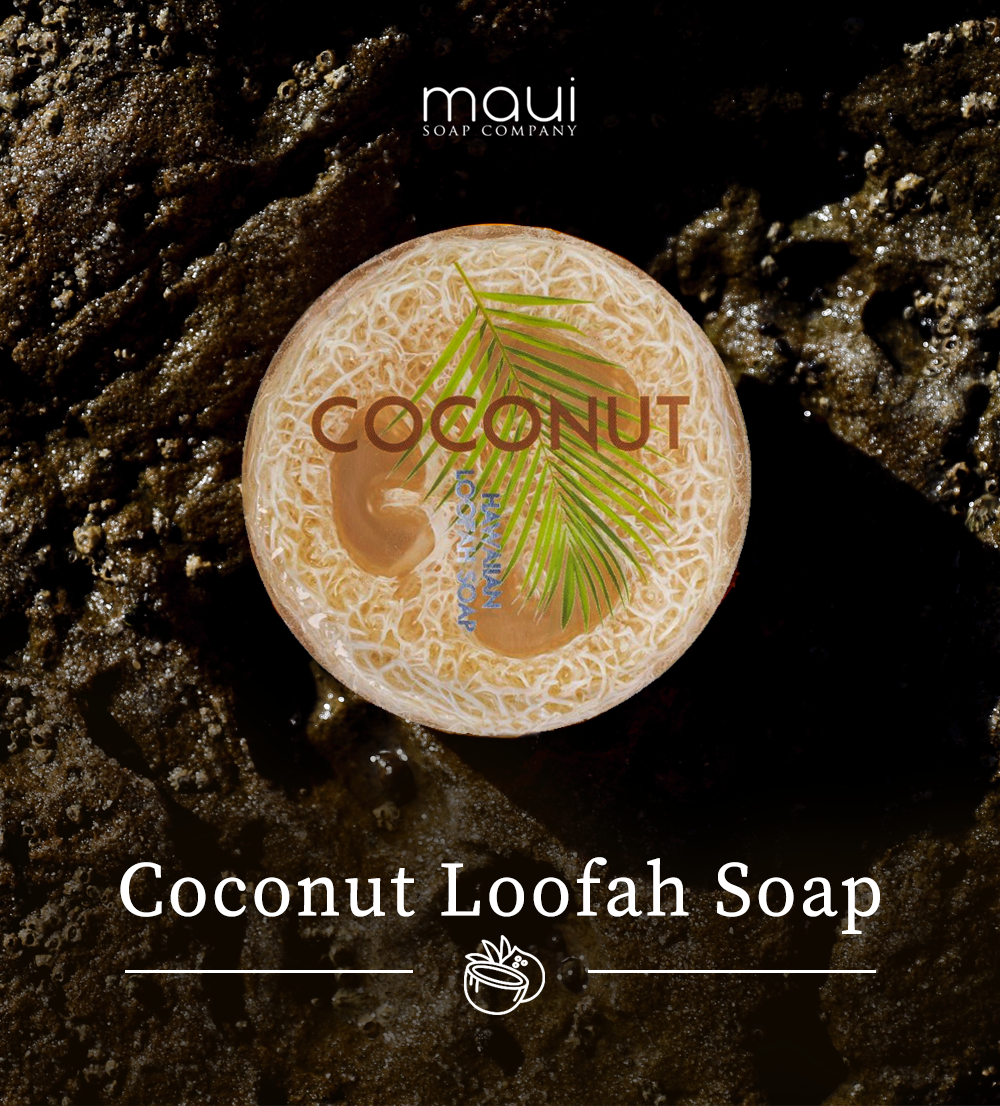 Coconut Sea Salt & Kukui Exfoliating Loofah Soap 4.75oz : Maui Soap Co