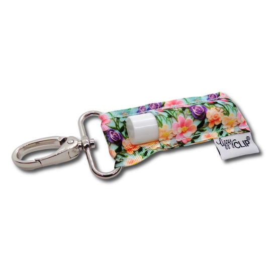 Aqua Floral LippyClip® Lip Balm Holder for Chapstick