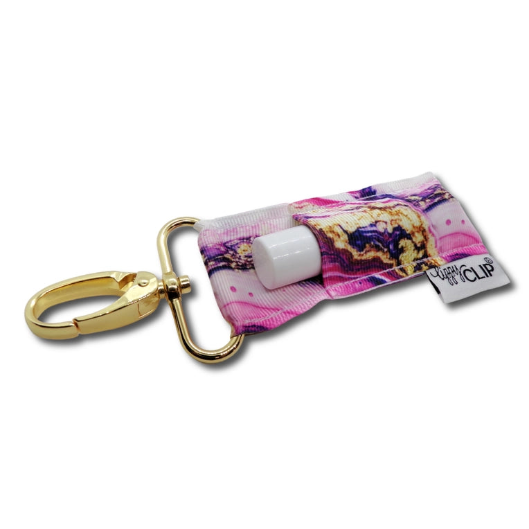 Magenta & Gold Marble Lippyclip