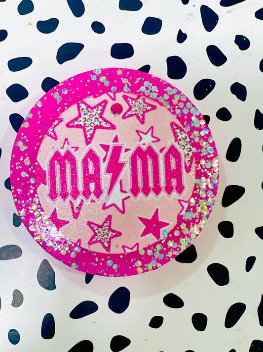 Pink Mama Lightening Bolt with Leopard Stars Freshie